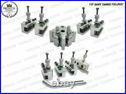 9 Pieces Set T37 Quick-Change Tool post With 6 Standard, 1 Vee, 1 Parting holder/