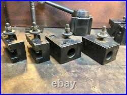 Aloris CXA Wedge Type Quick Change Tool Post with (7) Tool Holders 13-18 Swing