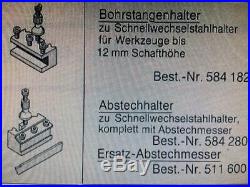 Emco Maximat Rare Quick Change Toolpost Complete with 4 Toolholders