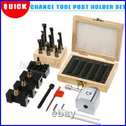 Mini Quick Change Tool Post Holder Set + 3/8'' Boring Bar + 5x Indexable 3/8'