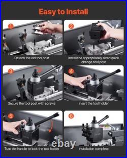 New Quick Change Tool Post Set, 6 Pcs, Includes Lathe Tool Holders, Wedge Type