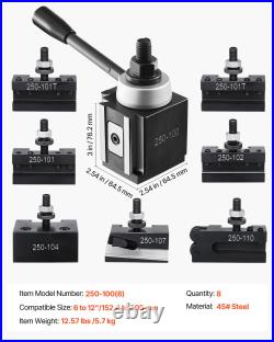 Quick Change Tool Post Set, 8 Pcs, Durable Steel Material