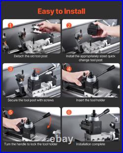 Quick Change Tool Post Set 8 Pcs Lathe Tool Holders for 6-12 Mini Lathe Swing