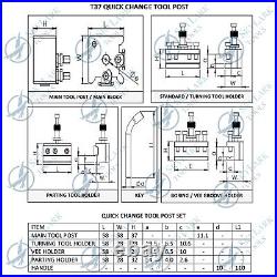 T37 Quick Change Tool Post Set For ML7 Wooden Box Set 5 Pieces